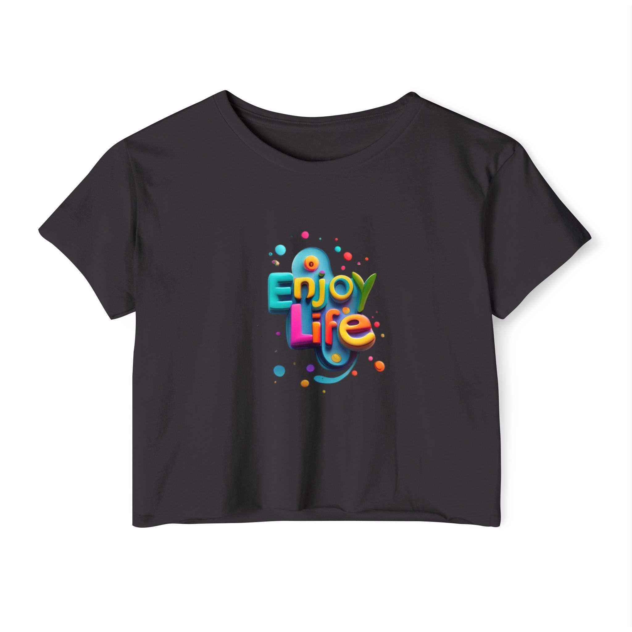 Enjoy Life Festival Crop Top — Women's  Retro Graphic