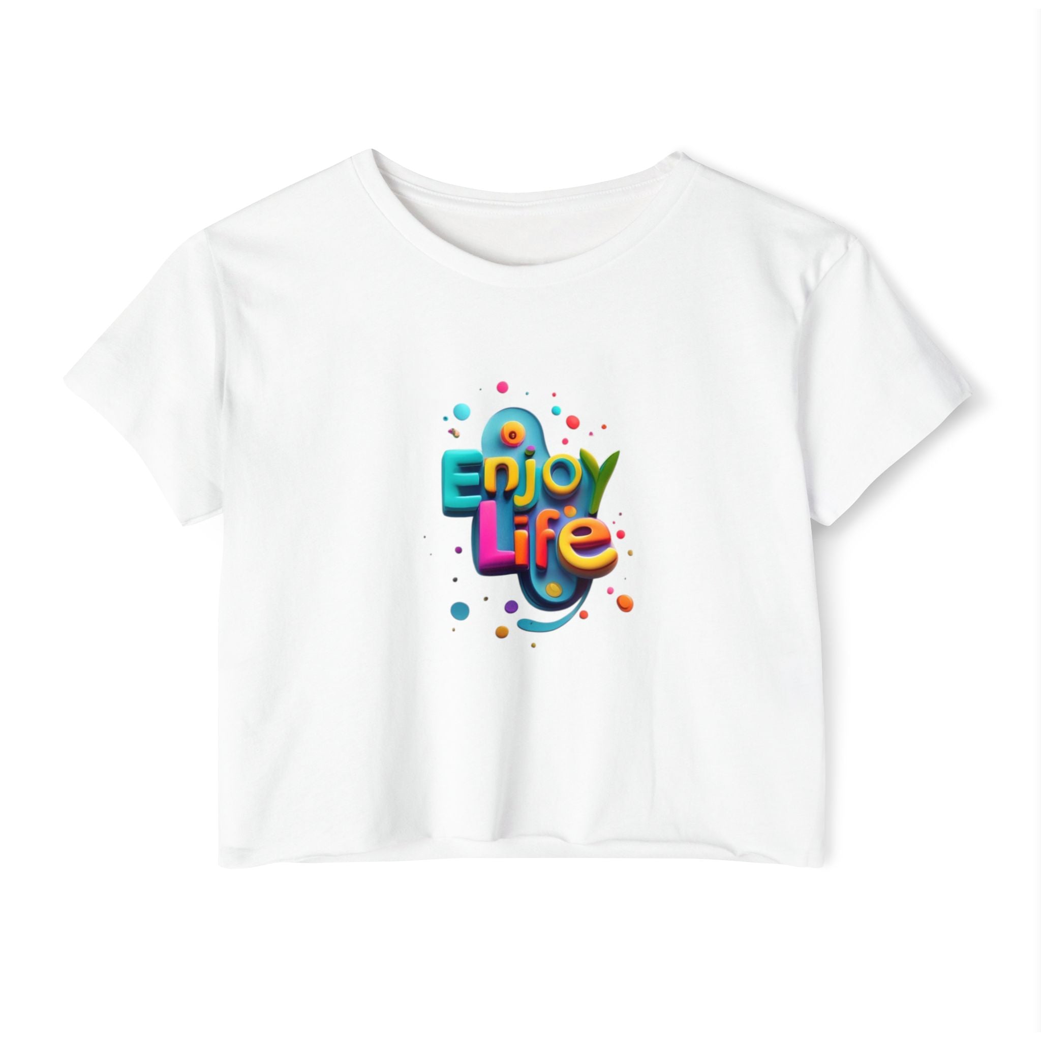 Enjoy Life Festival Crop Top — Women's  Retro Graphic