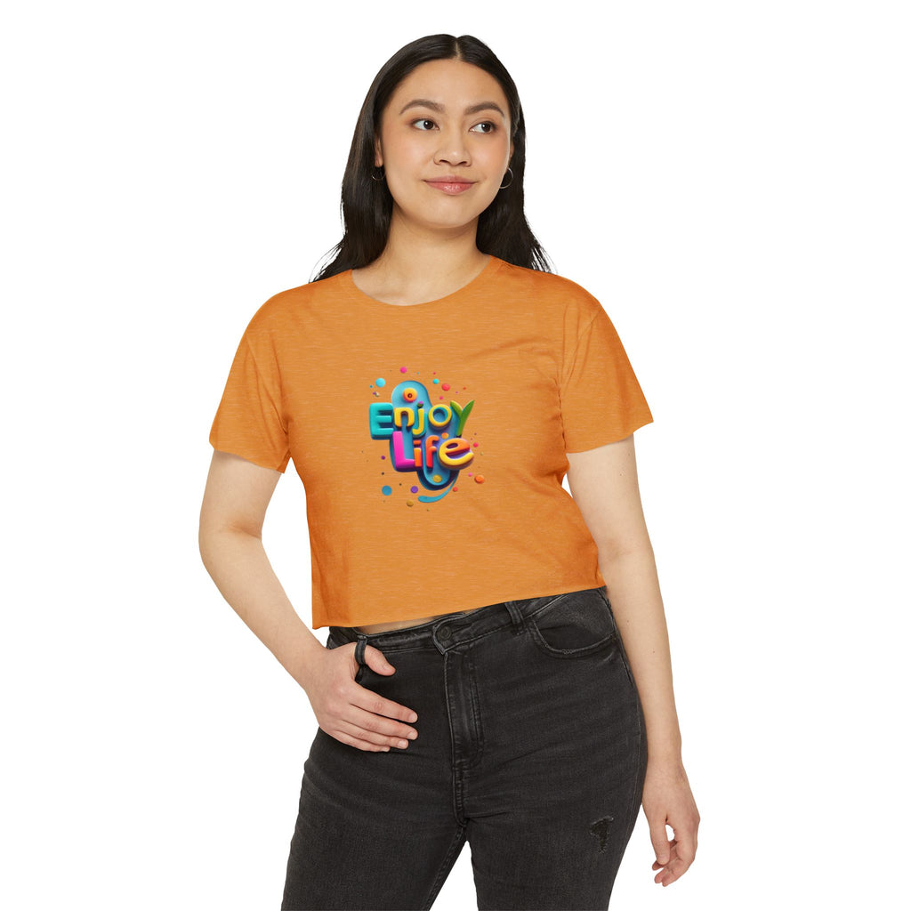 Enjoy Life Festival Crop Top — Women's  Retro Graphic